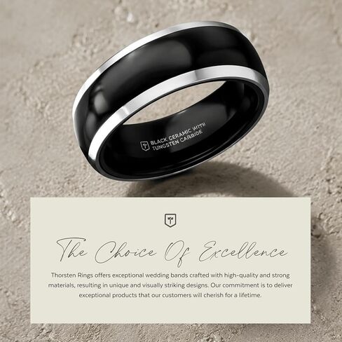 CARRERA Domed Black Ceramic and Tungsten Wedding Band -Size in Kuwait