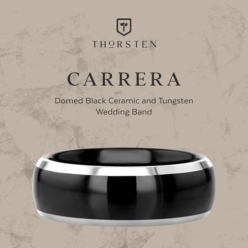 CARRERA Domed Black Ceramic and Tungsten Wedding Band -Size in Kuwait