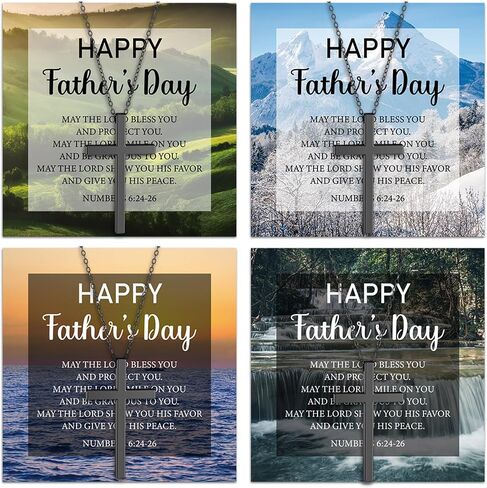 Huwena 16 Set Father's Day Church Gifts Bulk Father's Day Necklaces Gifts Adjustable Cross Necklace with Inspirational Cards for Dad Men Church Appreciation Present in Saudi Arabia