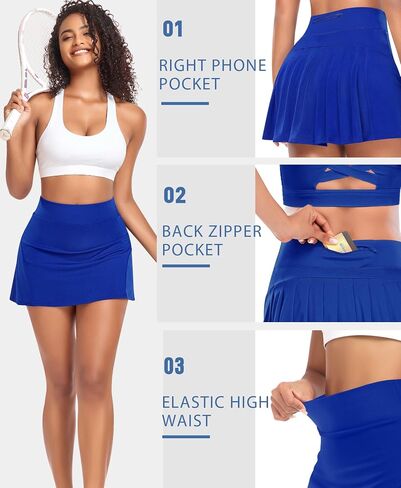 Women High Waisted Athletic Golf Skorts Pleated Tennis Skirts with Pockets Shorts Running Workout Clothes in Kuwait