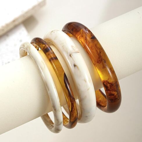6Pcs Acrylic Bangles Bracelets for Women Irregular Resin Chunky Bracelets Geometric Fashions Thick Statement bangle Set in Saudi Arabia