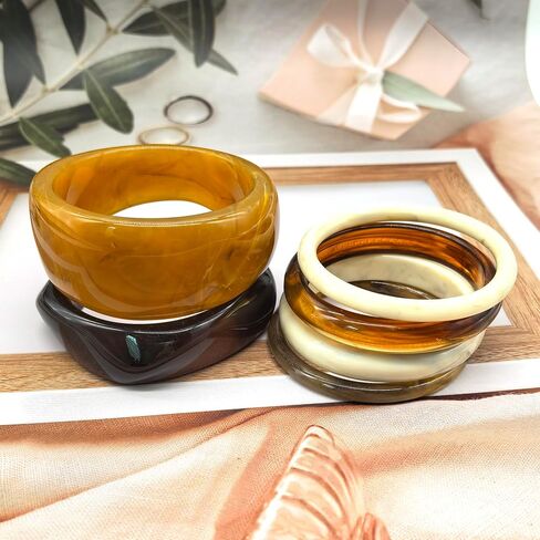 6Pcs Acrylic Bangles Bracelets for Women Irregular Resin Chunky Bracelets Geometric Fashions Thick Statement bangle Set in Saudi Arabia