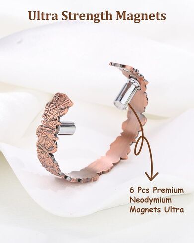 BioMag Magnetic Copper Bracelet for Women Men, 99.99% Pure Copper Cuff Bangle with 6 Pcs 3500 Gauss Magnets, Adjustable Jewerly Gift (Copper-Butterfly) in Saudi Arabia