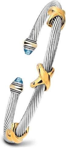 OSIRIDEH2 Elegant Twisted Cable Bangle Bracelet for Women - Open Cuff Classic Jewelry Gift for Anniversary, Valentine, Birthday (Twisted Cable Gold) in Saudi Arabia