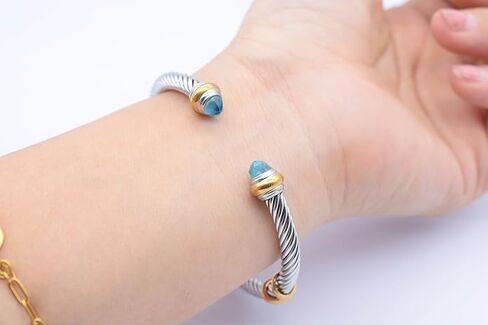 OSIRIDEH2 Elegant Twisted Cable Bangle Bracelet for Women - Open Cuff Classic Jewelry Gift for Anniversary, Valentine, Birthday (Twisted Cable Gold) in Saudi Arabia