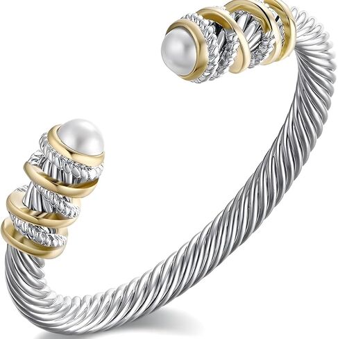 OSIRIDEH2 Elegant Twisted Cable Bangle Bracelet for Women - Open Cuff Classic Jewelry Gift for Anniversary, Valentine, Birthday (Twisted Cable Gold) in Saudi Arabia