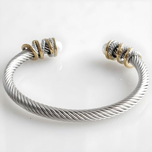 OSIRIDEH2 Elegant Twisted Cable Bangle Bracelet for Women - Open Cuff Classic Jewelry Gift for Anniversary, Valentine, Birthday (Twisted Cable Gold) in Saudi Arabia