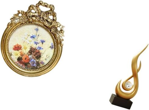 Fenteer Round Picture Frame Antique Resin Photo Frame Vintage Decorative Fire Sculpture Abstract Art Statue for Offices Living Rooms Bedrooms Suitable for GIF in Kuwait
