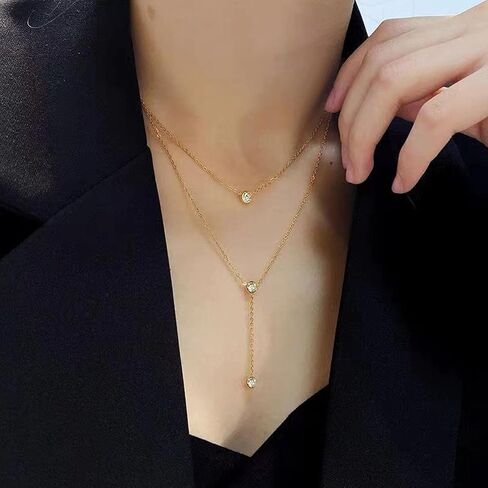 Lariat Dainty Long Necklace Y-Shaped Layered Chain Drop Necklaces Fashion Jewelry for Women Gifts. in Kuwait