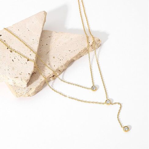 Lariat Dainty Long Necklace Y-Shaped Layered Chain Drop Necklaces Fashion Jewelry for Women Gifts. in Kuwait