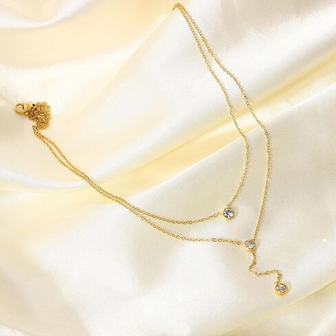Lariat Dainty Long Necklace Y-Shaped Layered Chain Drop Necklaces Fashion Jewelry for Women Gifts. in Kuwait