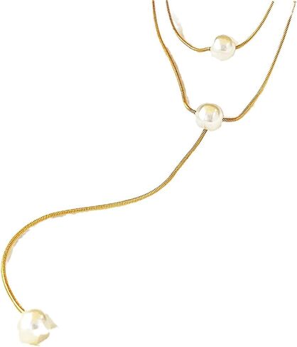 Lariat Dainty Long Necklace Y-Shaped Layered Chain Drop Necklaces Fashion Jewelry for Women Gifts. in Kuwait