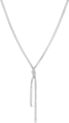 HZMAN Y-Drop Lariat Necklace for Women, Brass with Sparkling Crystal Tennis Chain, Lightweight Elegant Y Shape Necklace for Wedding Party Daily Wear in Kuwait