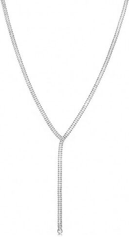 HZMAN Y-Drop Lariat Necklace for Women, Brass with Sparkling Crystal Tennis Chain, Lightweight Elegant Y Shape Necklace for Wedding Party Daily Wear in Kuwait