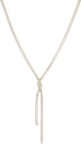 HZMAN Y-Drop Lariat Necklace for Women, Brass with Sparkling Crystal Tennis Chain, Lightweight Elegant Y Shape Necklace for Wedding Party Daily Wear in Kuwait