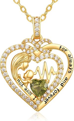 Heart Necklaces for Women, 14K Gold Plated Pendant Necklace with Birthstone, Heart Jewelry for Her, 18+2 Inch Chain in Saudi Arabia