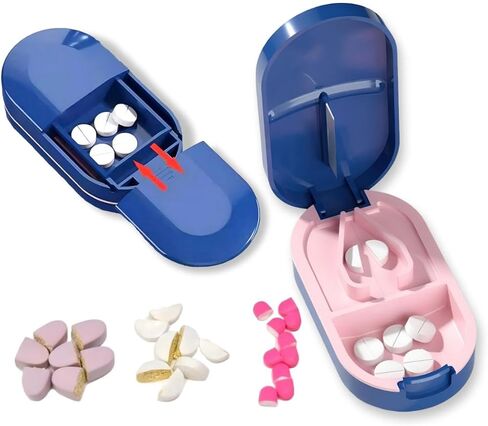 Pill Cutter, Precise 1/2 Pill Splitter for Small and Large Pills, Portable Medicine Divider with Storage Compartment, for Travel and Daily Use (Classic White & Slate Gray) in Saudi Arabia