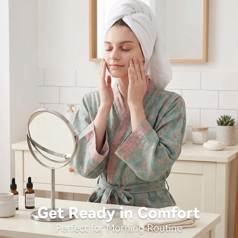 Haseil Women's Cotton Gauze Robe Lightweight Kimono Bathrobe Double Layer Breathable Lounge Robe Soft Jacquard Sleepwear in Saudi Arabia