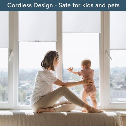 Roller Window Shades Free-Stop Cordless Blackout Blinds, Thermal Insulated Pull Down Shades for Windows, UV Protection Fabric Roller Blinds for Home Office (36" Wx72 H, White) in Saudi Arabia