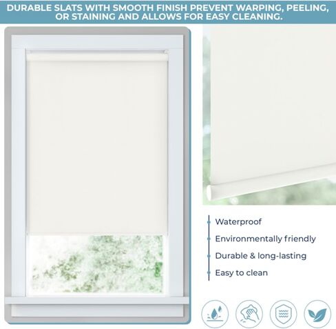 LEVOLOR Basics Cordless Fabric Roller Shade, Easy to Install Blackout Shades for Windows, Neutral White, Fits up to 22" Width and 72" Length, Home Solution for Any Space or Room Decor in Saudi Arabia