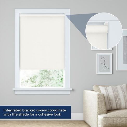 LEVOLOR Basics Cordless Fabric Roller Shade, Easy to Install Blackout Shades for Windows, Neutral White, Fits up to 22" Width and 72" Length, Home Solution for Any Space or Room Decor in Saudi Arabia