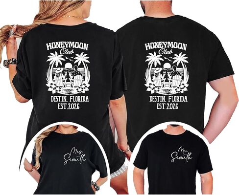 Honeymoon Shirt Matching Couple Shirts Honeymoon Club Shirt Custom Mr and Mrs Shirt Beach Vacation Shirt Multi in Saudi Arabia