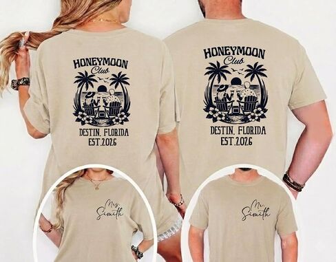 Honeymoon Shirt Matching Couple Shirts Honeymoon Club Shirt Custom Mr and Mrs Shirt Beach Vacation Shirt Multi in Saudi Arabia