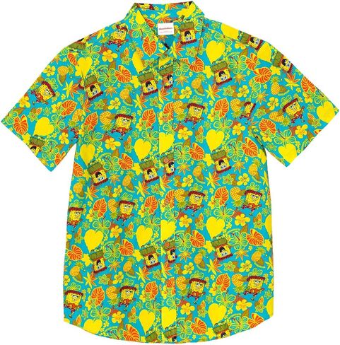 SPONGEBOB SQUAREPANTS Hawaiian Adult Matching Family Hawaiian Button Down Shirt Sizes (X-Small - 2XL) in Kuwait