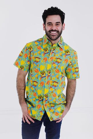 SPONGEBOB SQUAREPANTS Hawaiian Adult Matching Family Hawaiian Button Down Shirt Sizes (X-Small - 2XL) in Kuwait