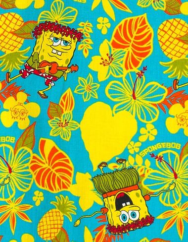 SPONGEBOB SQUAREPANTS Hawaiian Adult Matching Family Hawaiian Button Down Shirt Sizes (X-Small - 2XL) in Kuwait