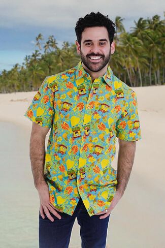 SPONGEBOB SQUAREPANTS Hawaiian Adult Matching Family Hawaiian Button Down Shirt Sizes (X-Small - 2XL) in Kuwait
