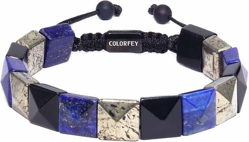 Natural Lapis Lazuli Stone Bracelet for Men, Genuine Mens Crystal Bracelet Lapis Lazuli Black Obsidian Pyrite Bead Bracelets for Men, Healing Stone Bracelets Unique Handmade Gifts for Him in Saudi Arabia