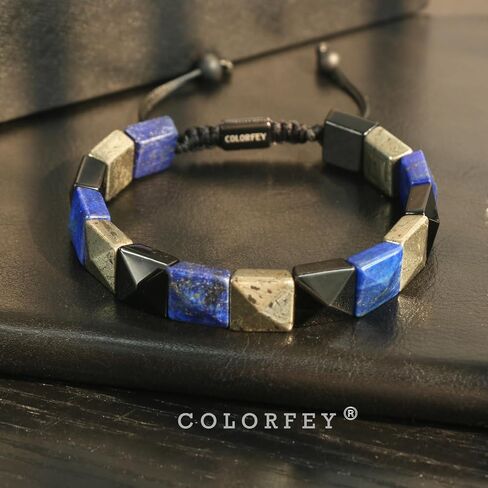 Natural Lapis Lazuli Stone Bracelet for Men, Genuine Mens Crystal Bracelet Lapis Lazuli Black Obsidian Pyrite Bead Bracelets for Men, Healing Stone Bracelets Unique Handmade Gifts for Him in Saudi Arabia
