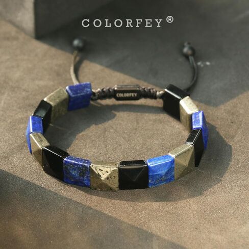 Natural Lapis Lazuli Stone Bracelet for Men, Genuine Mens Crystal Bracelet Lapis Lazuli Black Obsidian Pyrite Bead Bracelets for Men, Healing Stone Bracelets Unique Handmade Gifts for Him in Saudi Arabia
