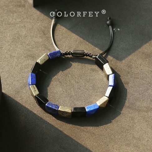 Natural Lapis Lazuli Stone Bracelet for Men, Genuine Mens Crystal Bracelet Lapis Lazuli Black Obsidian Pyrite Bead Bracelets for Men, Healing Stone Bracelets Unique Handmade Gifts for Him in Saudi Arabia