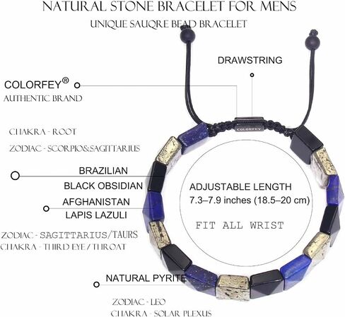 Natural Lapis Lazuli Stone Bracelet for Men, Genuine Mens Crystal Bracelet Lapis Lazuli Black Obsidian Pyrite Bead Bracelets for Men, Healing Stone Bracelets Unique Handmade Gifts for Him in Saudi Arabia