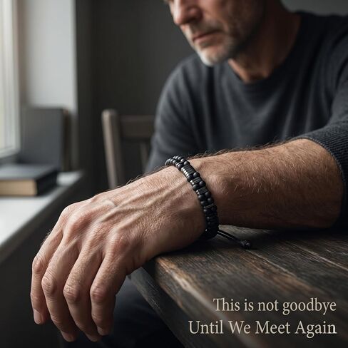 Until We Meet Again Bracelet, Morse Code Bracelet for Men, Memorial Gift for Him, Hidden Message Sympathy Jewelry, Remembrance Gift for Dad, Her in Saudi Arabia