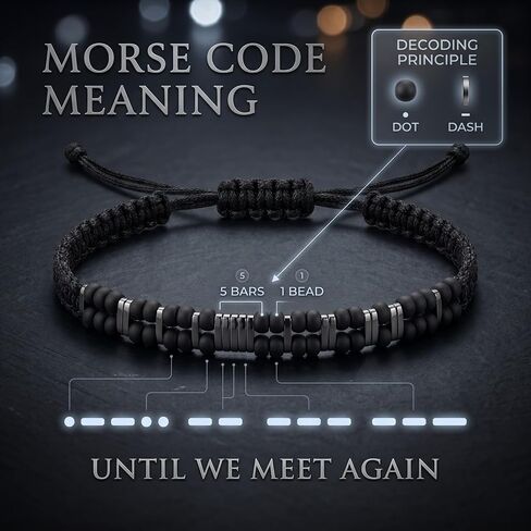 Until We Meet Again Bracelet, Morse Code Bracelet for Men, Memorial Gift for Him, Hidden Message Sympathy Jewelry, Remembrance Gift for Dad, Her in Saudi Arabia