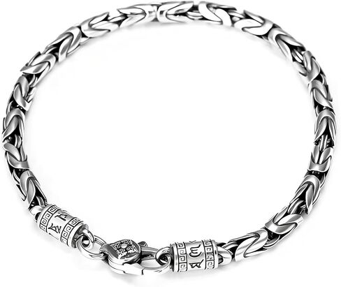 Italian Handmade Sterling Silver Mens Bracelets | Solid S925 Chain Bracelets | Men's Silver Bracelet Gift for Dad, Boyfriend, Son, My Man (8.6" Nepalese Plateau Style) in Saudi Arabia