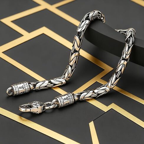Italian Handmade Sterling Silver Mens Bracelets | Solid S925 Chain Bracelets | Men's Silver Bracelet Gift for Dad, Boyfriend, Son, My Man (8.6" Nepalese Plateau Style) in Saudi Arabia