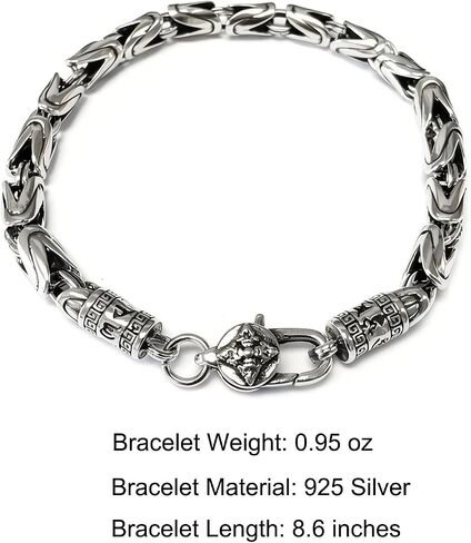 Italian Handmade Sterling Silver Mens Bracelets | Solid S925 Chain Bracelets | Men's Silver Bracelet Gift for Dad, Boyfriend, Son, My Man (8.6" Nepalese Plateau Style) in Saudi Arabia