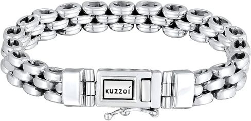 kuzzoi Men Bracelet curb cuban chain braided with Clasp made of 925 sterling silver, length 6.69 inch - 8.27 inch, width 0.31 inch, 1.41 oz in Saudi Arabia