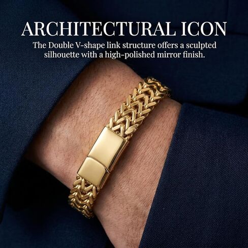 18k Gold Men's Hip-Hop Cuban Chain Bracelet, Paired with Mesh Bracelet, Fashion Accessories for Father's Day, Birthday, Valentine's Day Gifts in Kuwait