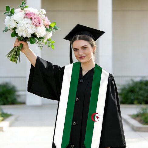 Algeria Flag Graduation Stole Sash for Study Aboard International Students Abroad Adult Unisex in Saudi Arabia