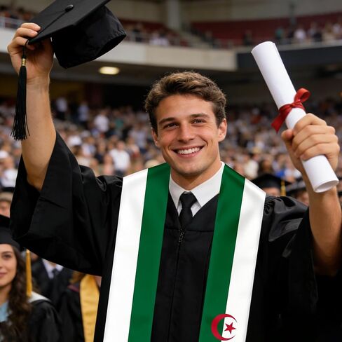 Algeria Flag Graduation Stole Sash for Study Aboard International Students Abroad Adult Unisex in Saudi Arabia