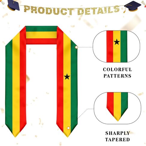 Ghana Flag Graduation Stole Sash for Study Aboard International Students Abroad Adult Unisex in Saudi Arabia