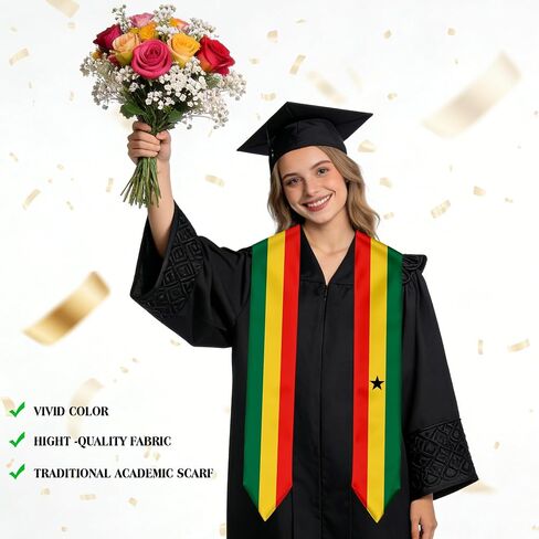 Ghana Flag Graduation Stole Sash for Study Aboard International Students Abroad Adult Unisex in Saudi Arabia