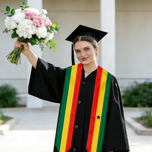 Ghana Flag Graduation Stole Sash for Study Aboard International Students Abroad Adult Unisex in Saudi Arabia