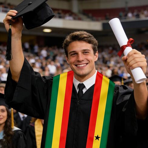 Ghana Flag Graduation Stole Sash for Study Aboard International Students Abroad Adult Unisex in Saudi Arabia