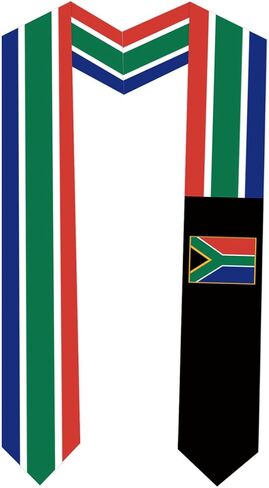 South Africa Flag Graduation Sash Satin Scarf 72" Stole for Abroad Student International Study Class in Saudi Arabia